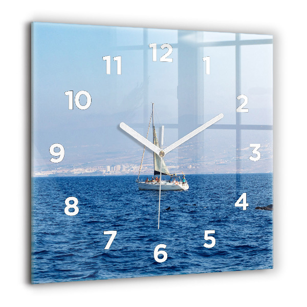 Ceas pătrat de perete din sticlă Yacht în Tenerife