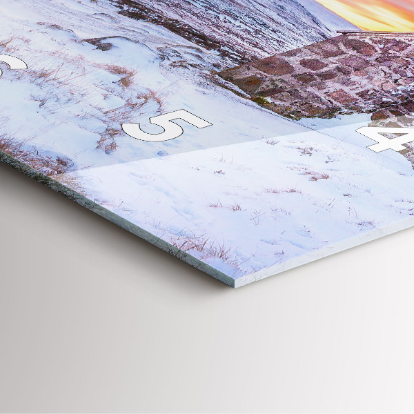 Ceas pătrat de perete din sticlă Cabană la munte