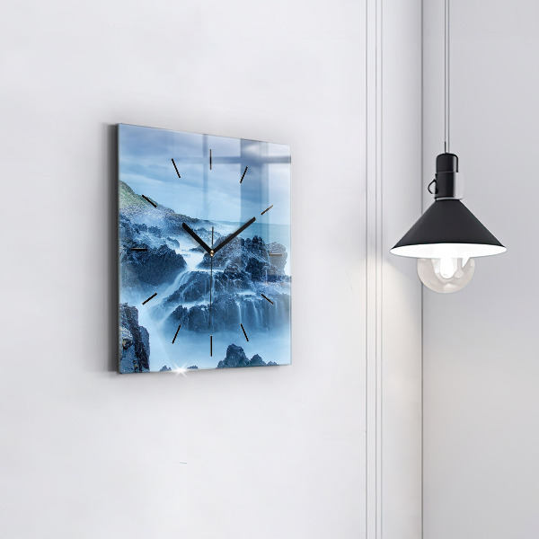 Ceas pătrat de perete din sticlă Far