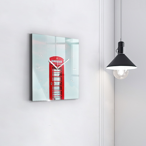 Ceas pătrat de perete din sticlă Telefon public