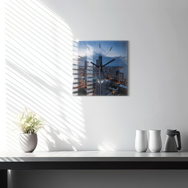 Ceas pătrat de perete din sticlă Fotografie din Chicago