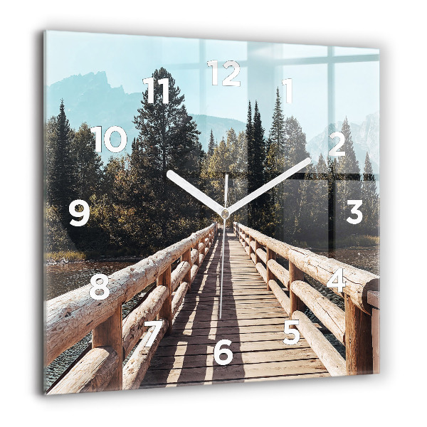 Ceas pătrat de perete din sticlă Munții din Yellowstone