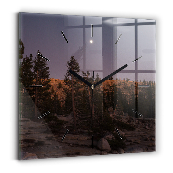 Ceas pătrat de perete din sticlă Drumul stâncos al lui Yosemite