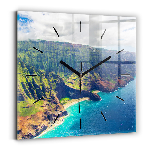 Ceas pătrat de perete din sticlă Marea în Hawaii