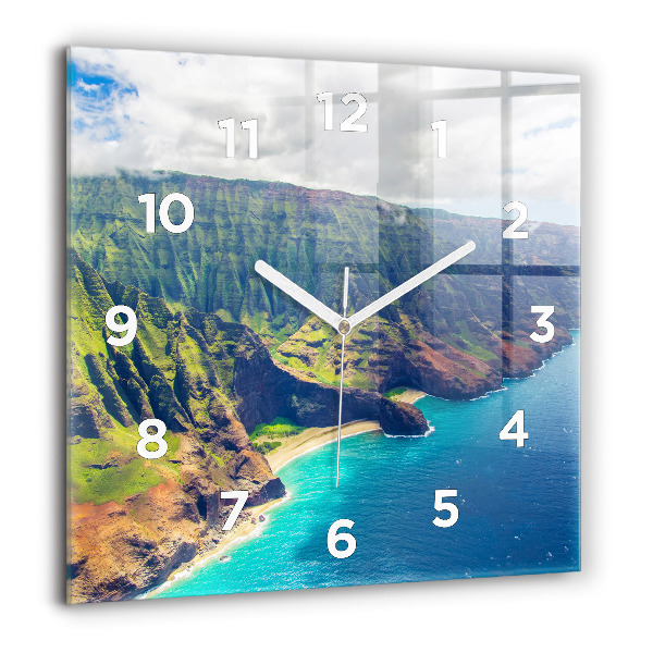 Ceas pătrat de perete din sticlă Marea în Hawaii