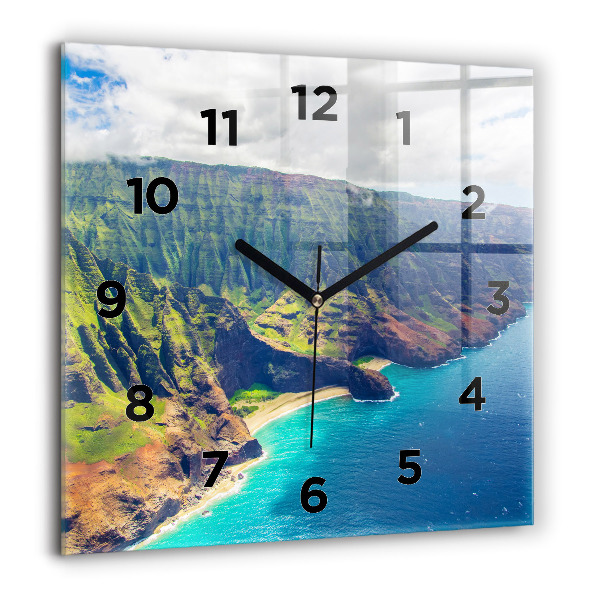 Ceas pătrat de perete din sticlă Marea în Hawaii