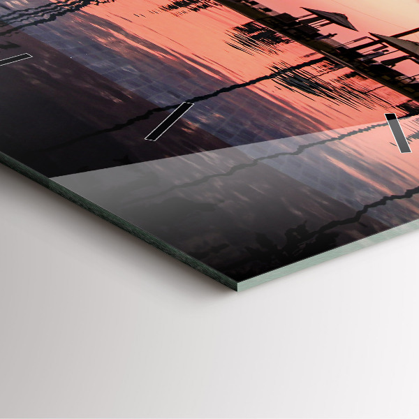 Ceas pătrat de perete din sticlă Palmieri din Hawaii