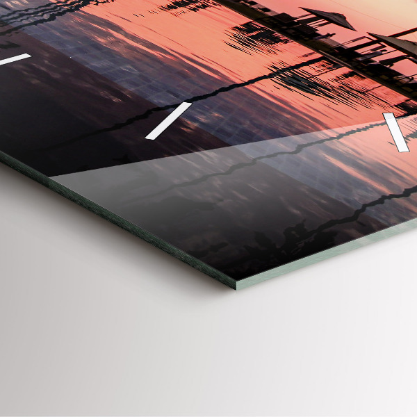 Ceas pătrat de perete din sticlă Palmieri din Hawaii