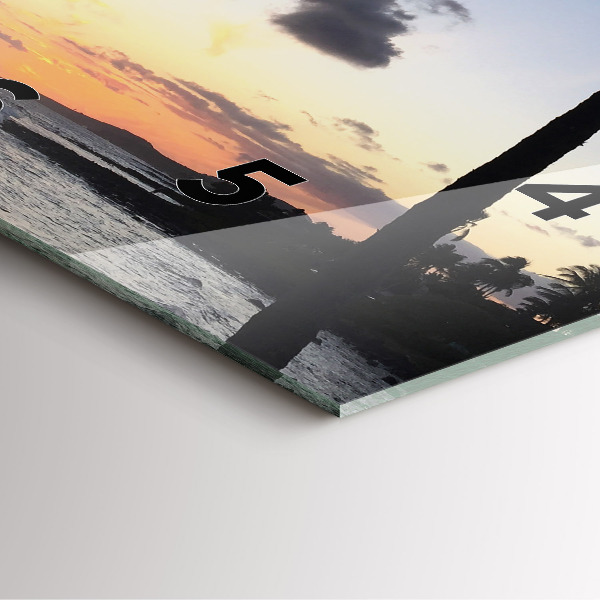 Ceas pătrat de perete din sticlă Palmier și răsărit