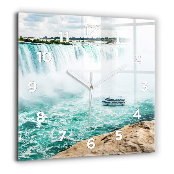 Ceas pătrat de perete din sticlă Barcă și Niagara