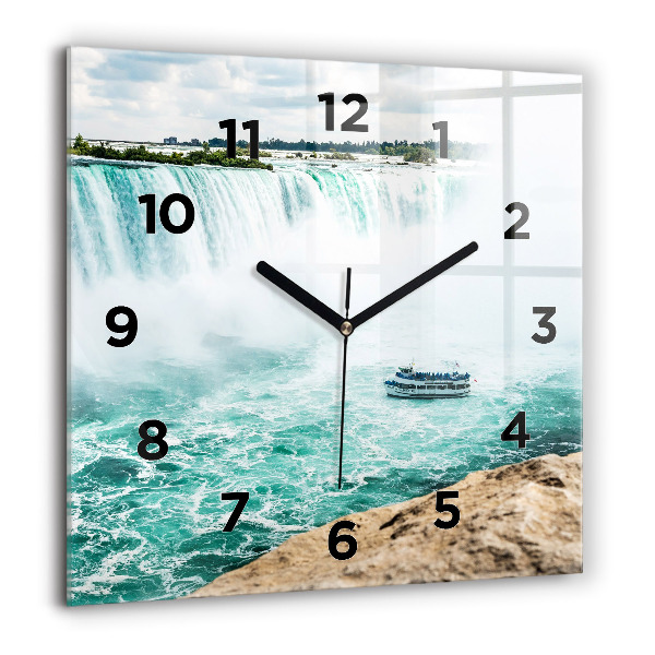 Ceas pătrat de perete din sticlă Barcă și Niagara
