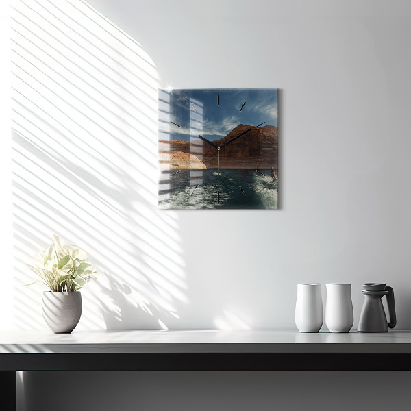 Ceas pătrat de perete din sticlă Persoană schi nautic
