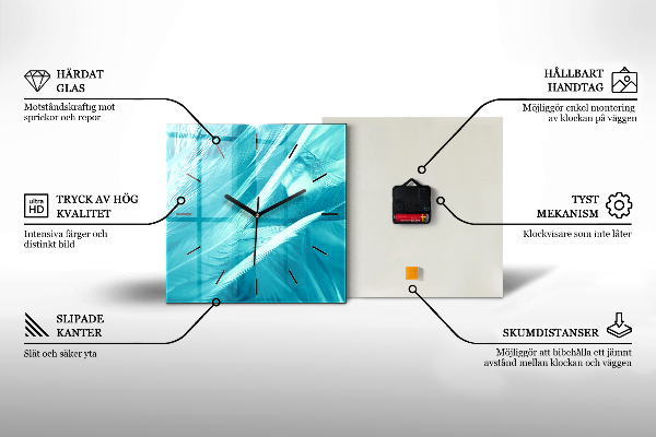 Ceas pătrat de perete din sticlă Statuia Libertății New York