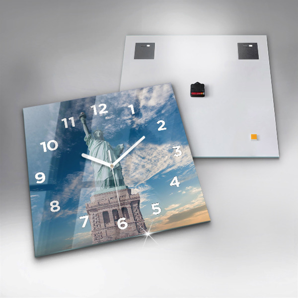 Ceas pătrat de perete din sticlă Statuia Libertății New York