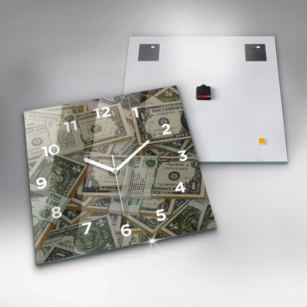 Ceas pătrat de perete din sticlă 1 dolar american