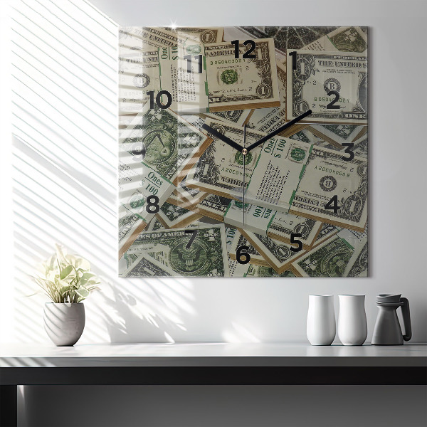 Ceas pătrat de perete din sticlă 1 dolar american