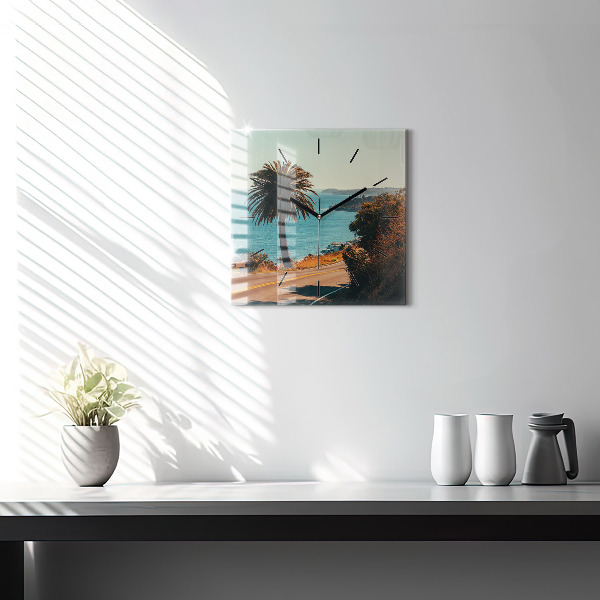 Ceas pătrat de perete din sticlă Palmieri în Malibu