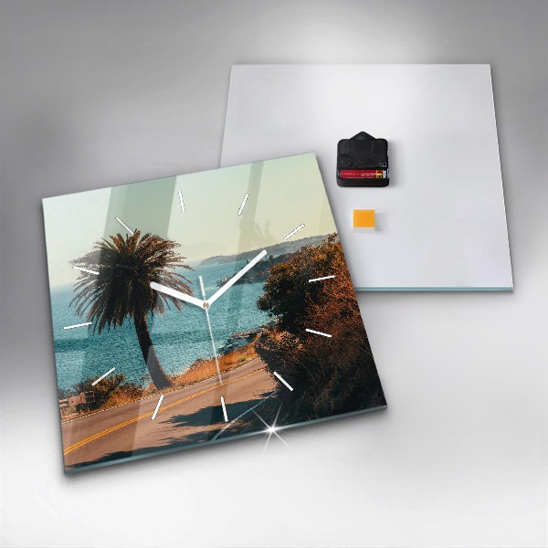 Ceas pătrat de perete din sticlă Palmieri în Malibu