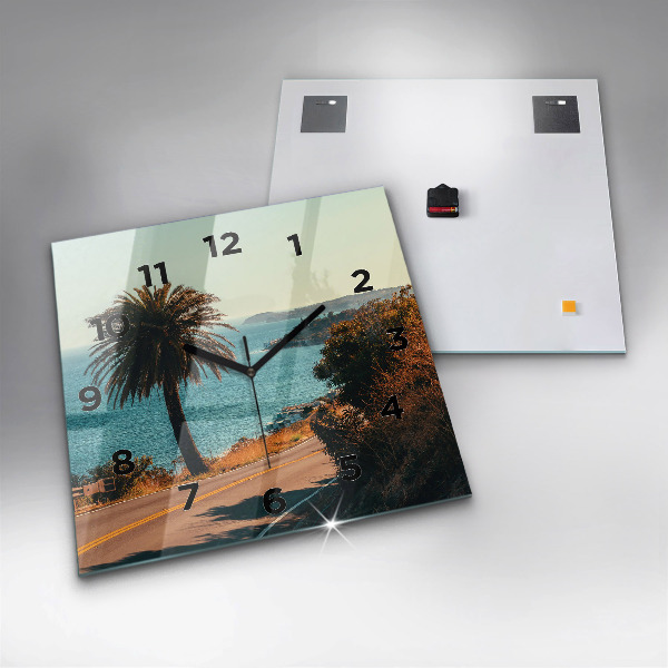 Ceas pătrat de perete din sticlă Palmieri în Malibu
