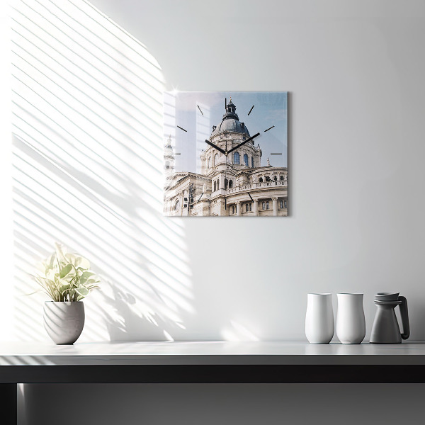 Ceas pătrat de perete din sticlă Sf. Bazilica Ştefan