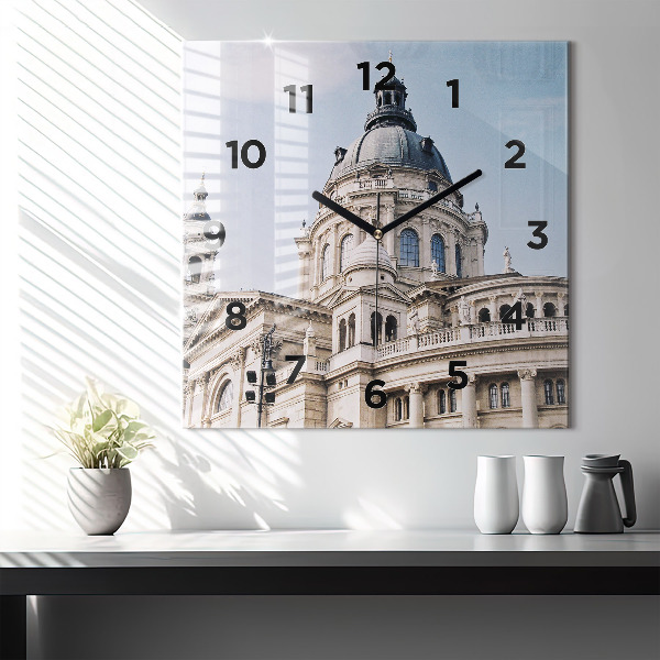 Ceas pătrat de perete din sticlă Sf. Bazilica Ştefan