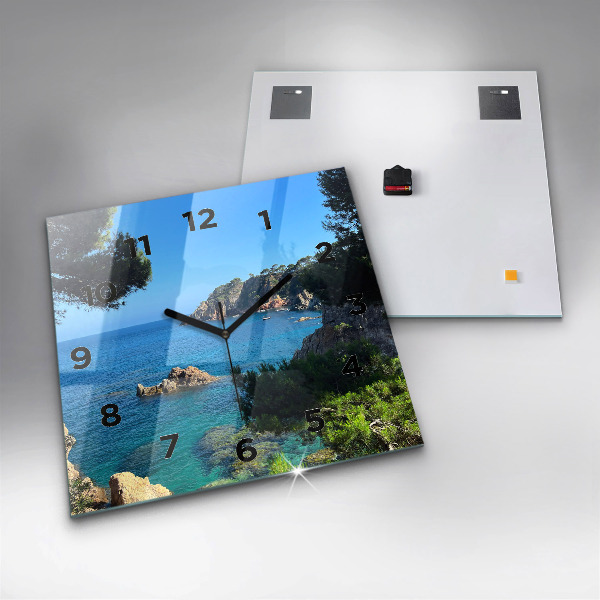 Ceas pătrat de perete din sticlă Coasta Costa Brava