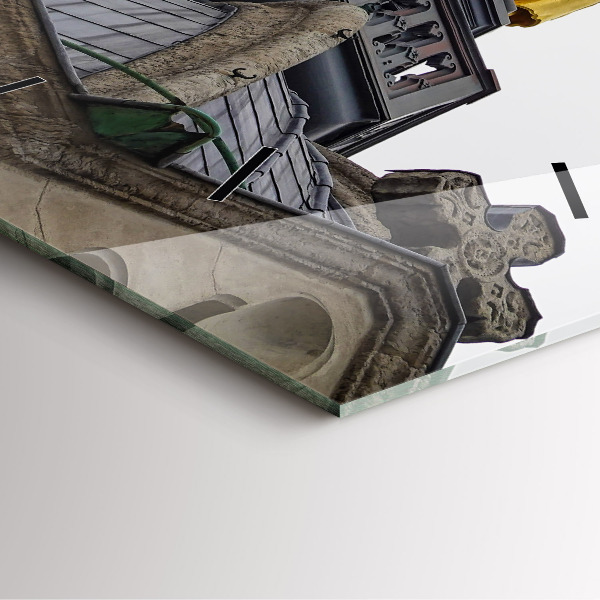 Ceas pătrat de perete din sticlă Statuia Maicii Domnului din Lyon