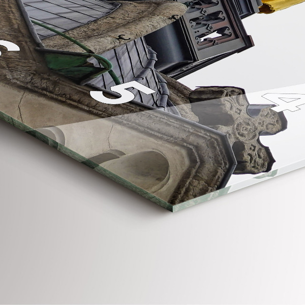 Ceas pătrat de perete din sticlă Statuia Maicii Domnului din Lyon