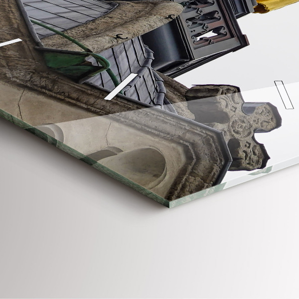 Ceas pătrat de perete din sticlă Statuia Maicii Domnului din Lyon