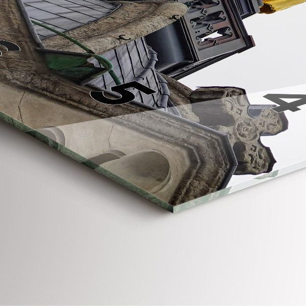 Ceas pătrat de perete din sticlă Statuia Maicii Domnului din Lyon