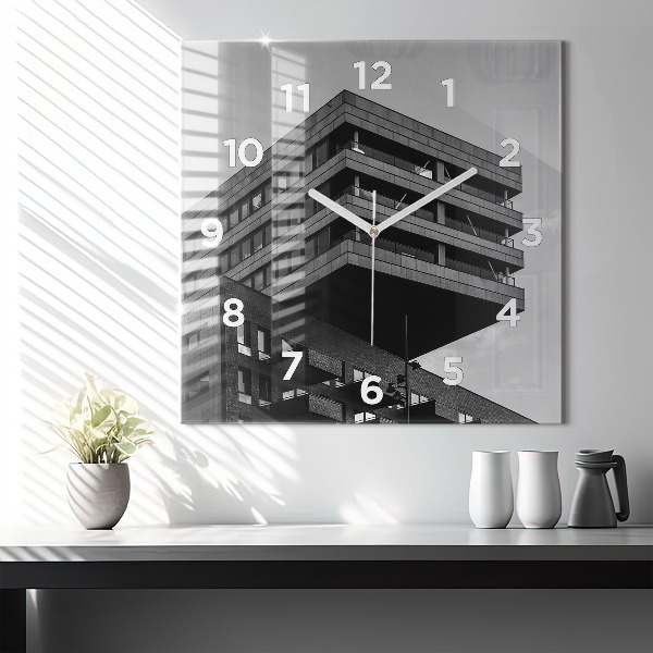 Ceas pătrat de perete din sticlă Arhitectura la Amsterdam