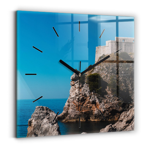 Ceas pătrat de perete din sticlă Stânci din Dubrovnik