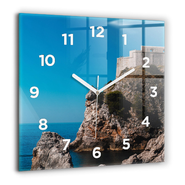 Ceas pătrat de perete din sticlă Stânci din Dubrovnik