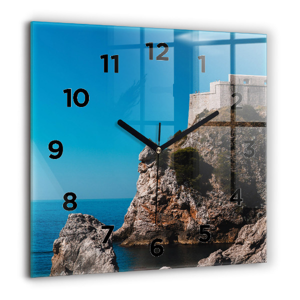 Ceas pătrat de perete din sticlă Stânci din Dubrovnik