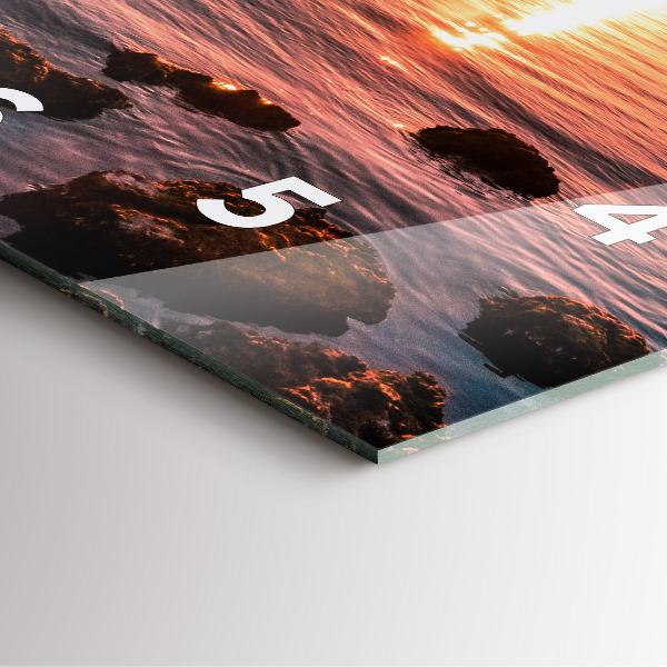 Ceas pătrat de perete din sticlă Stânci la apus