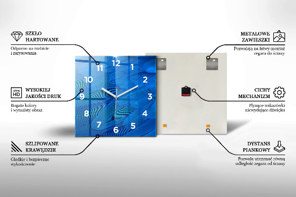Ceas pătrat de perete din sticlă Stânci la apus