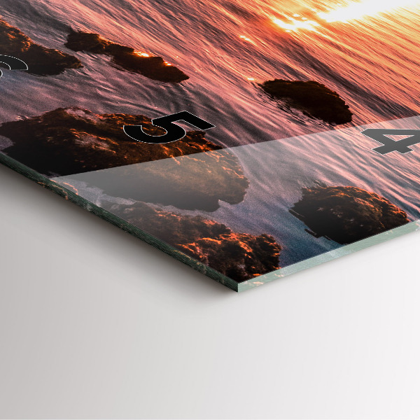 Ceas pătrat de perete din sticlă Stânci la apus