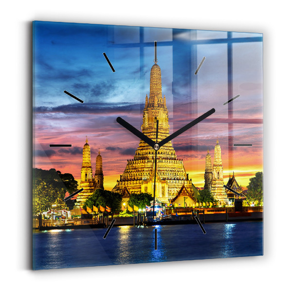 Ceas pătrat de perete din sticlă Templul din Bangkok
