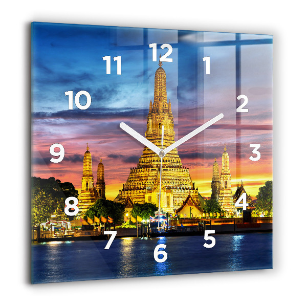 Ceas pătrat de perete din sticlă Templul din Bangkok