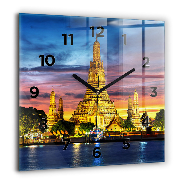 Ceas pătrat de perete din sticlă Templul din Bangkok