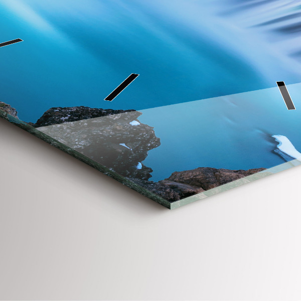 Ceas pătrat de perete din sticlă Cascada Godafoss Islanda