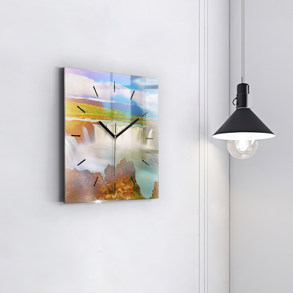 Ceas pătrat de perete din sticlă Godafoss în Islanda