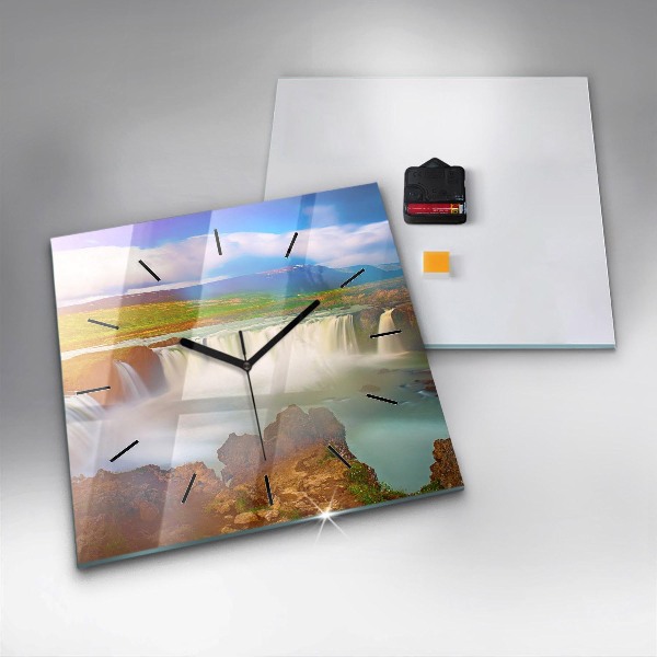 Ceas pătrat de perete din sticlă Godafoss în Islanda
