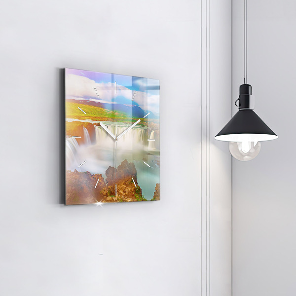 Ceas pătrat de perete din sticlă Godafoss în Islanda