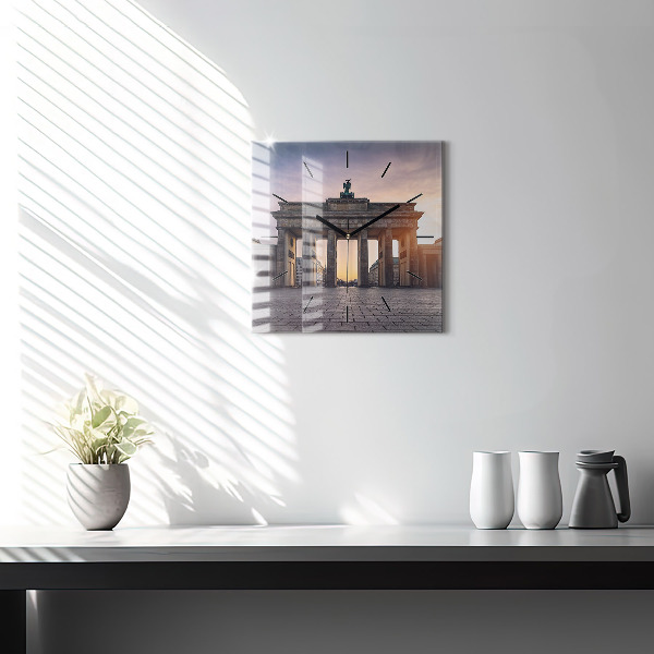 Ceas pătrat de perete din sticlă Poarta Brandenburg