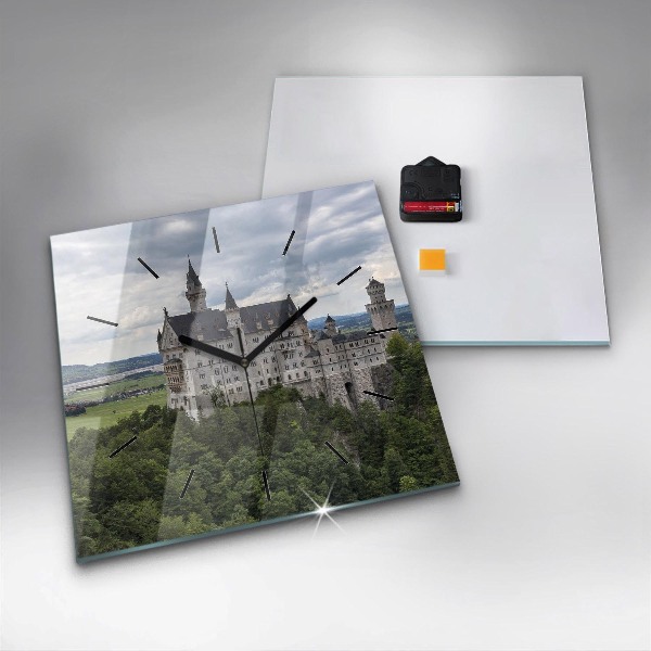 Ceas pătrat de perete din sticlă Castelul Neuschwanstein