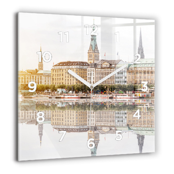 Ceas pătrat de perete din sticlă Râul Hamburg Germania