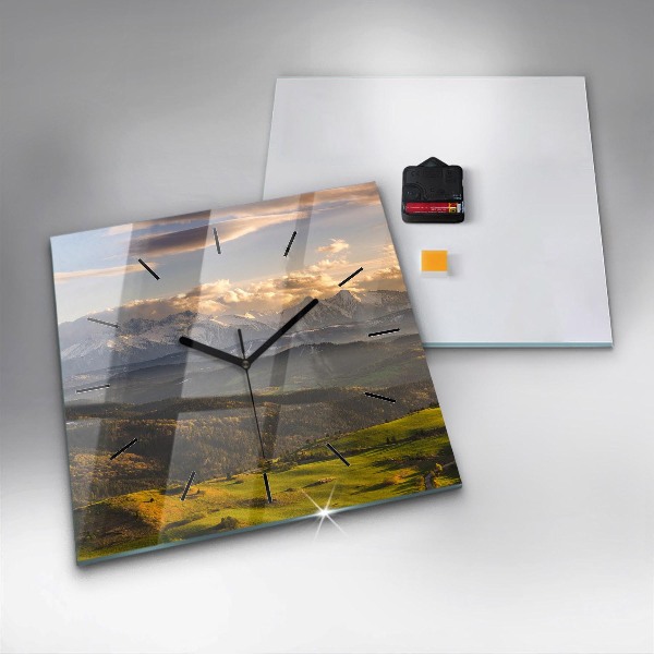 Ceas pătrat de perete din sticlă Pieniny – Wysoki Wierch