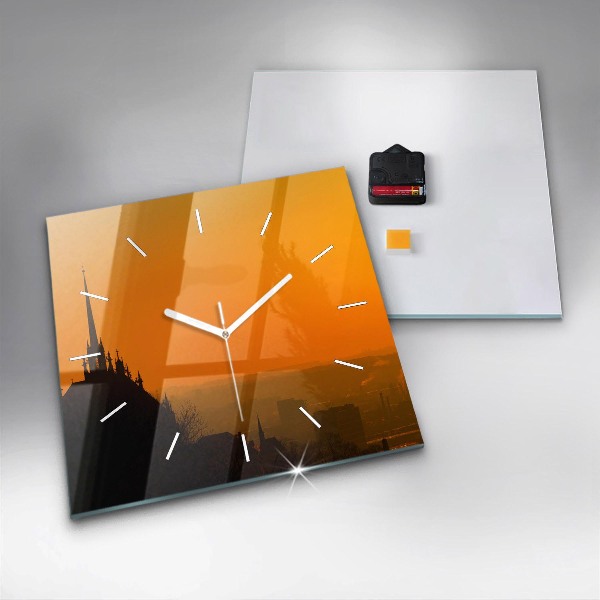 Ceas pătrat de perete din sticlă Vedere la Catedrala Brno