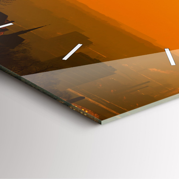 Ceas pătrat de perete din sticlă Vedere la Catedrala Brno